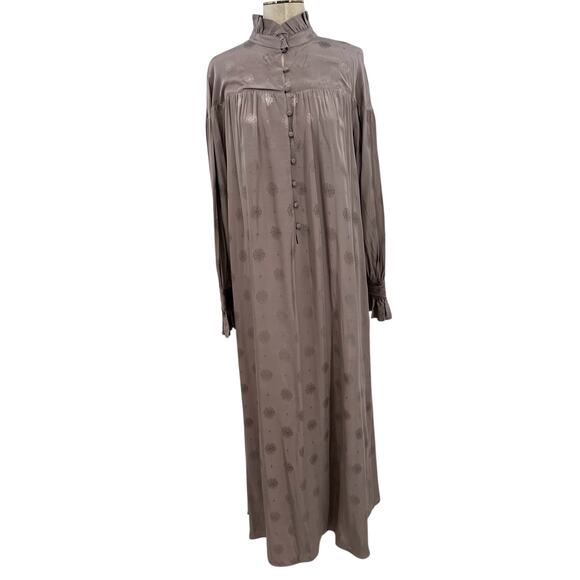 Sandra Mansour x H&M Jacquard Oversized Maxi Dress Kaftan Tan Size Large - Picture 3 of 16